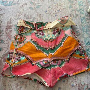 Zara Linen Printed Shorts, Size XS